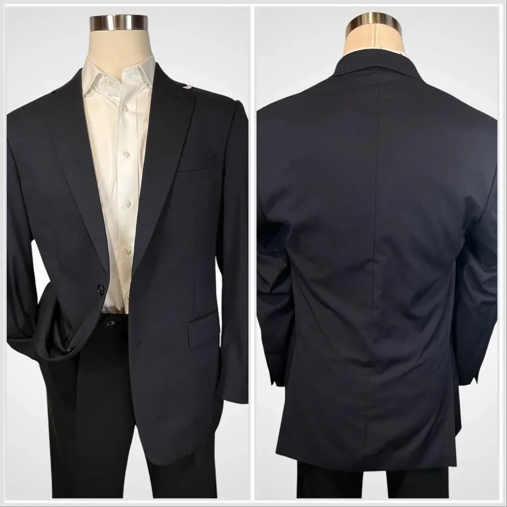 New Jos A Bank Signature 42-44L Tailored Athletic Fit Navy Blue Blazer